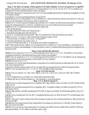 Bài tập ôn tập thi học kì I - Hoá học 10 ( năm học 2015 - 2016)